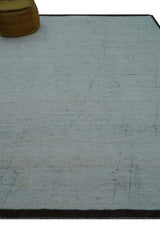 Custom Made Modern Contemporary White and Brown Hand Knotted Wool Rug