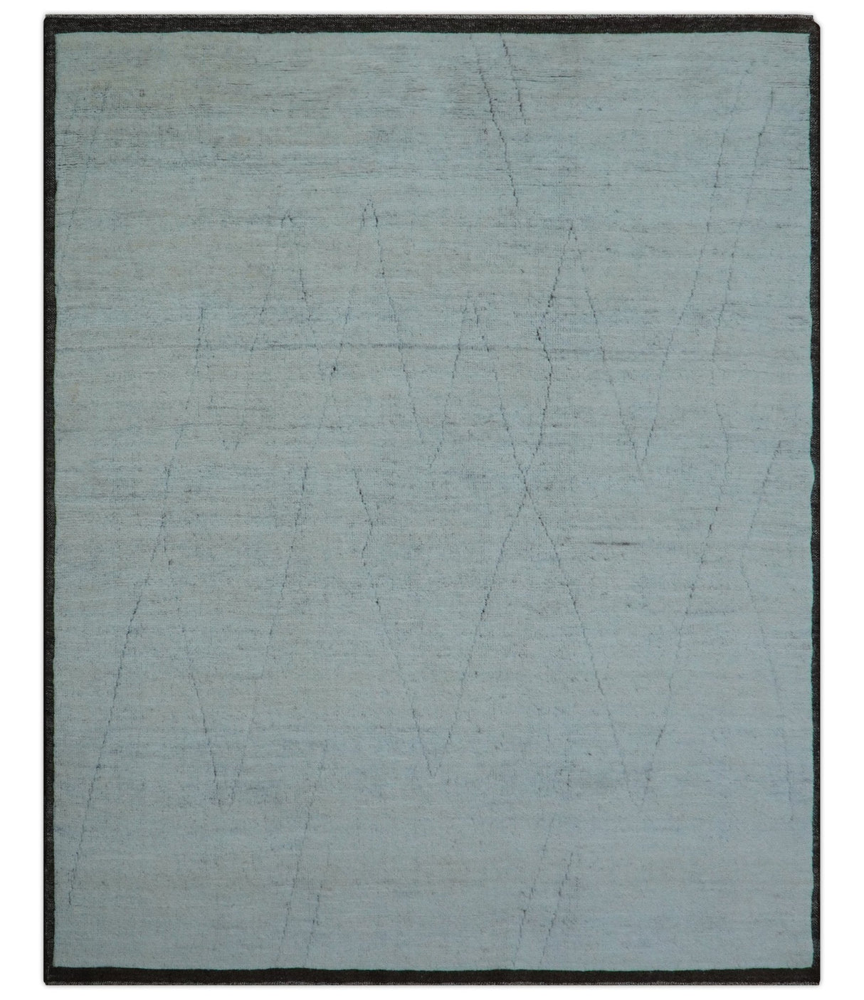 Custom Made Modern Contemporary White and Brown Hand Knotted Wool Rug