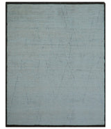 Custom Made Modern Contemporary White and Brown Hand Knotted Wool Rug