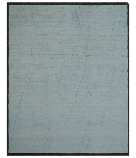 Custom Made Modern Contemporary White and Brown Hand Knotted Wool Rug