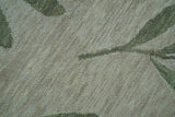 Custom Made Modern Floral Design Beige Hand Tufted Wool Area Rug