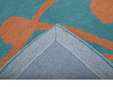 Custom Made Modern Floral Design Blue Hand Tufted Wool Area Rug