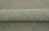 Custom Made Modern Geometrical Beige and Silver Hand Tufted Natural Wool Area Rug