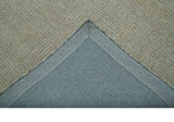 Custom Made Modern Geometrical Beige and Silver Hand Tufted Natural Wool Area Rug