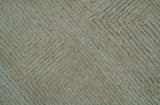 Custom Made Modern Geometrical Beige and Silver Hand Tufted Natural Wool Area Rug