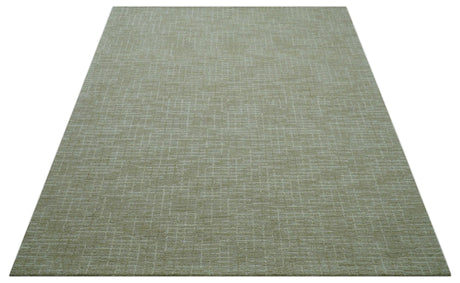 Custom Made Modern Geometrical Beige Hand Tufted Wool Area Rug