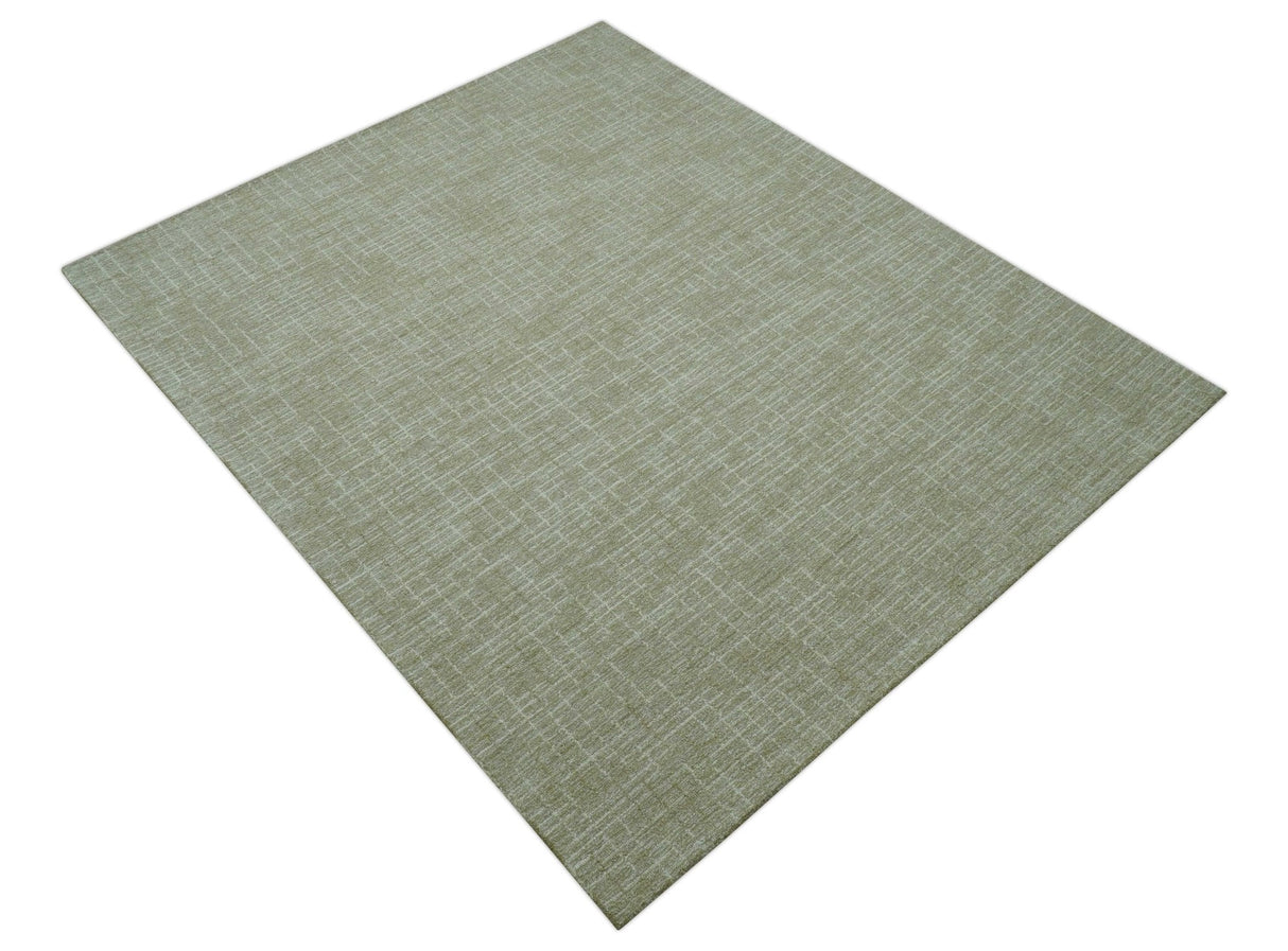 Custom Made Modern Geometrical Beige Hand Tufted Wool Area Rug