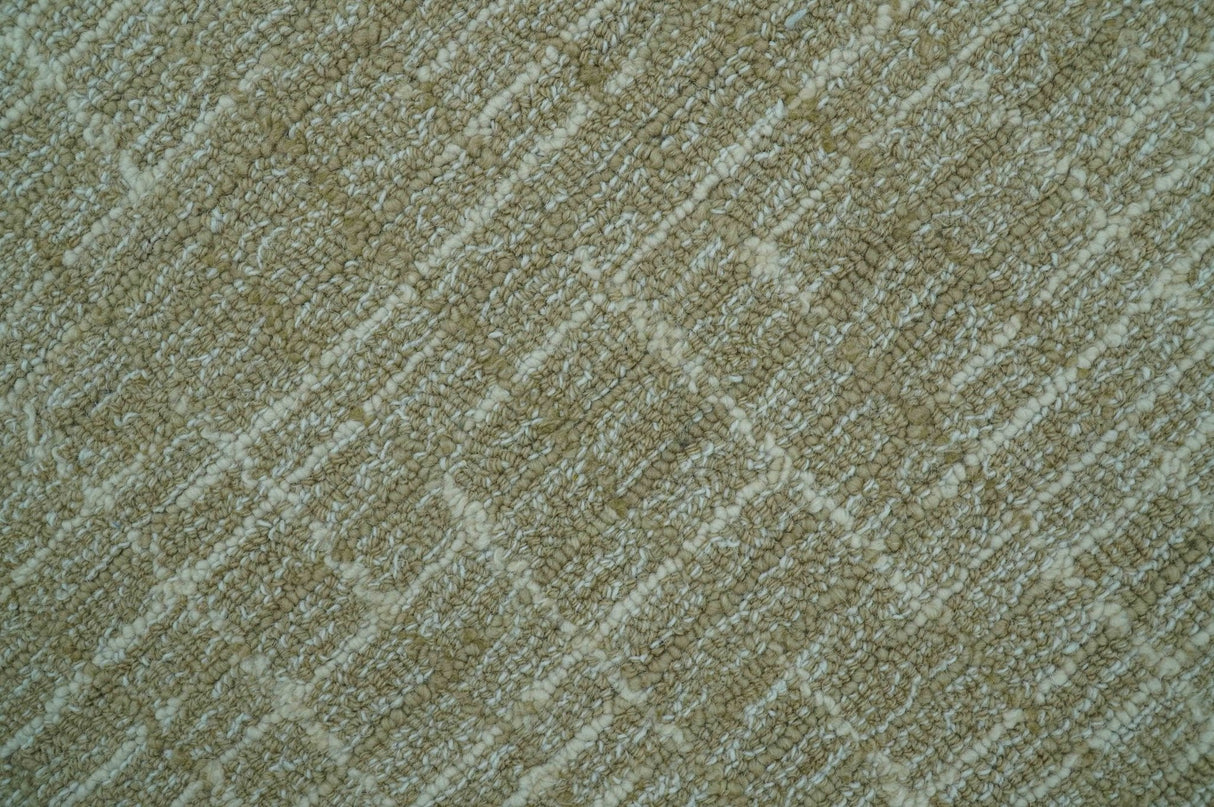 Custom Made Modern Geometrical Beige Hand Tufted Wool Area Rug