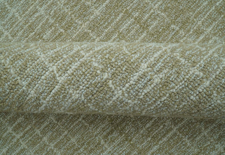 Custom Made Modern Geometrical Beige Hand Tufted Wool Area Rug