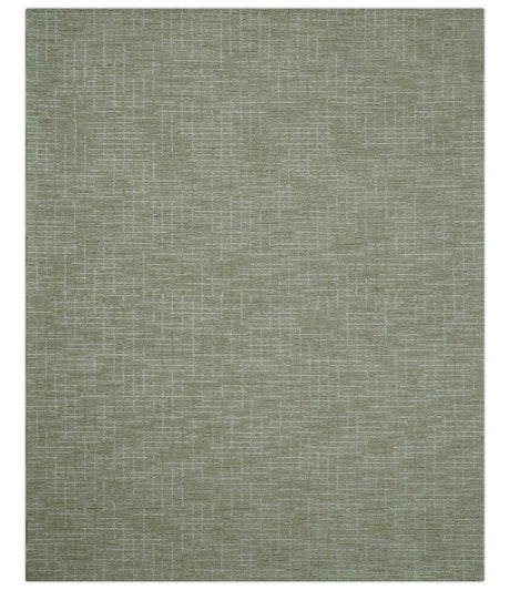 Custom Made Modern Geometrical Beige Hand Tufted Wool Area Rug