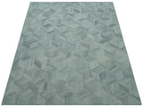 Custom Made Modern Geometrical Gray Hand Tufted Natural Wool Area Rug