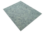 Custom Made Modern Geometrical Gray Hand Tufted Natural Wool Area Rug