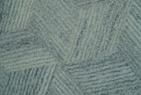 Custom Made Modern Geometrical Gray Hand Tufted Natural Wool Area Rug