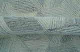 Custom Made Modern Geometrical Gray Hand Tufted Natural Wool Area Rug