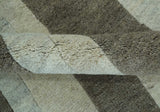 Custom Made Modern Geometrical Silver, Ivory and Charcoal Hand Knotted Wool area Rug