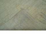 Custom Made Modern Ikat Design Beige And Blue Hand Knotted Wool Area Rug