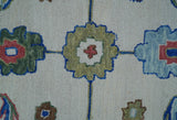 Custom Made Modern Oushak Ivory And Blue Hand Tufted Wool Area Rug