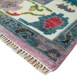 Custom Made Modern Oushak Pink and Ivory Hand knotted Wool Rug