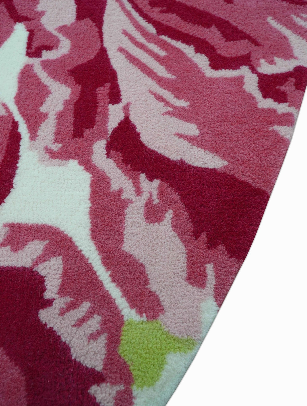 Custom Made Modern Pink Floral Hand Tufted Wool Rug