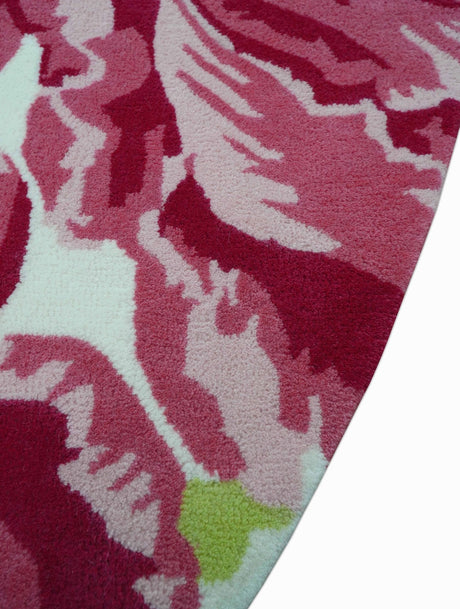 Custom Made Modern Pink Floral Hand Tufted Wool Rug