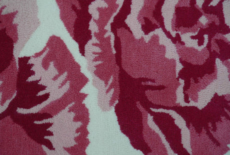 Custom Made Modern Pink Floral Hand Tufted Wool Rug