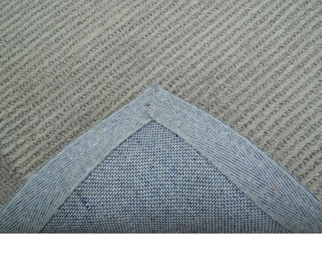 Custom Made Modern Solid Design Gray Hand Tufted Wool Rug