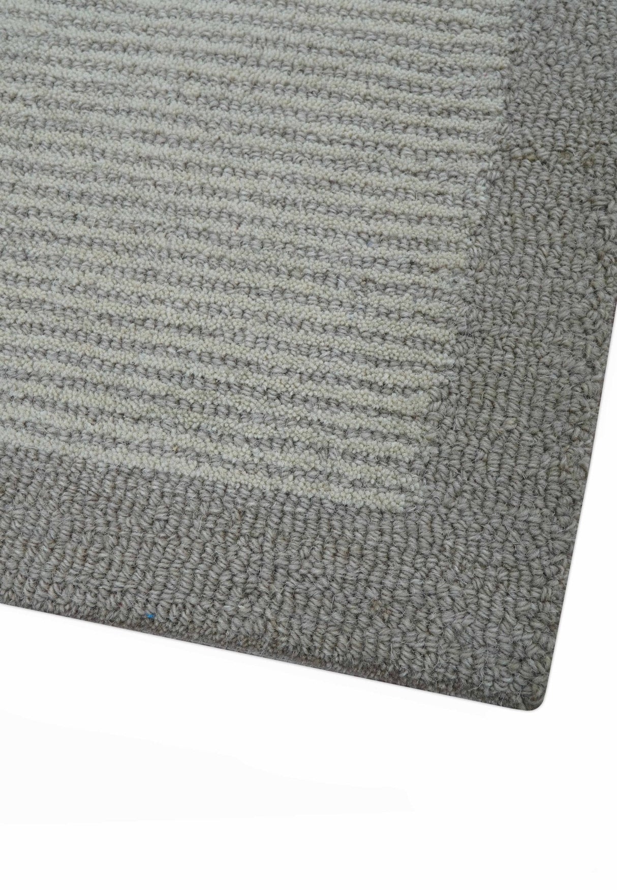 Custom Made Modern Solid Design Gray Hand Tufted Wool Rug