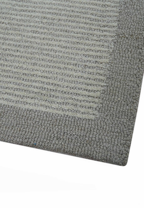 Custom Made Modern Solid Design Gray Hand Tufted Wool Rug