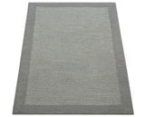 Custom Made Modern Solid Design Gray Hand Tufted Wool Rug