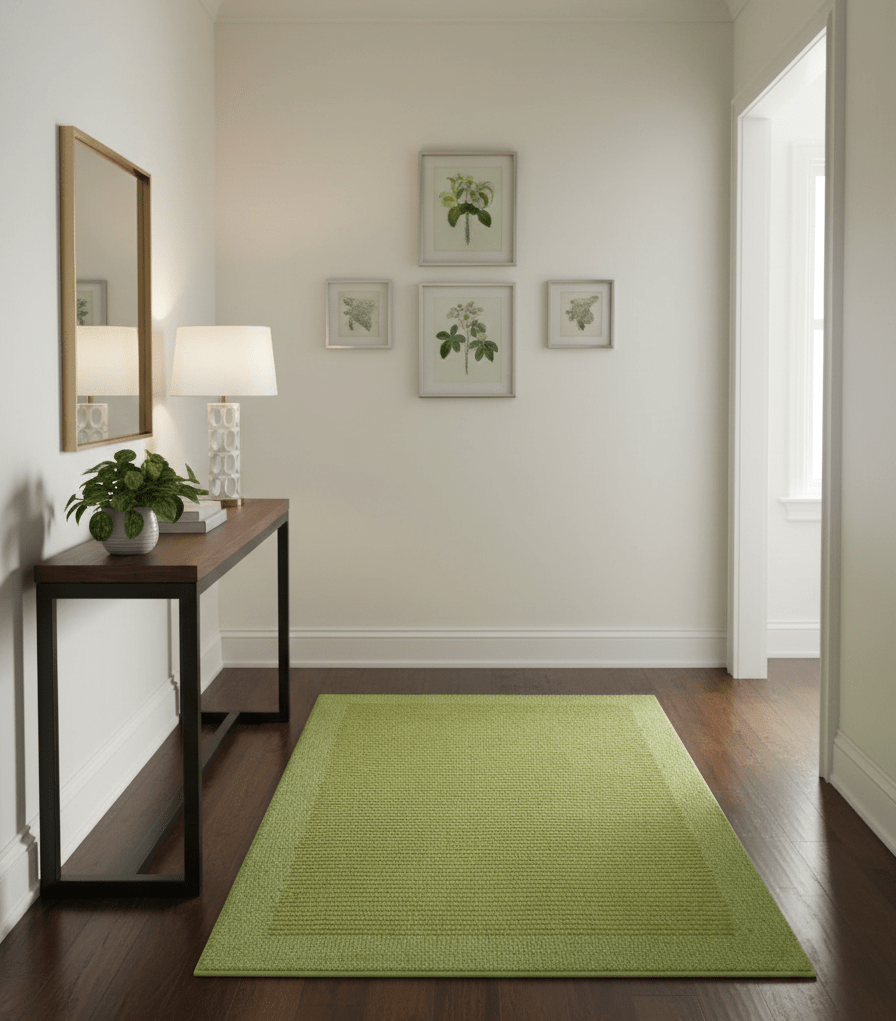 Custom Made Modern Solid Design Green Hand Tufted Wool Rug