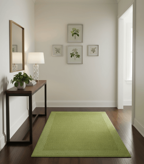 Custom Made Modern Solid Design Green Hand Tufted Wool Rug