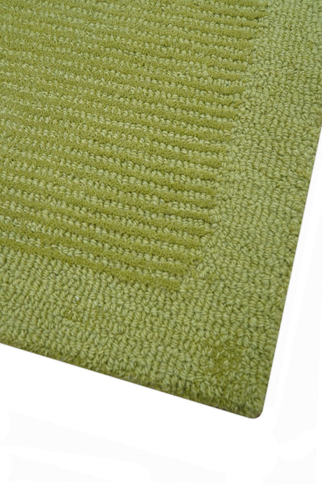 Custom Made Modern Solid Design Green Hand Tufted Wool Rug