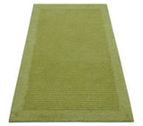 Custom Made Modern Solid Design Green Hand Tufted Wool Rug