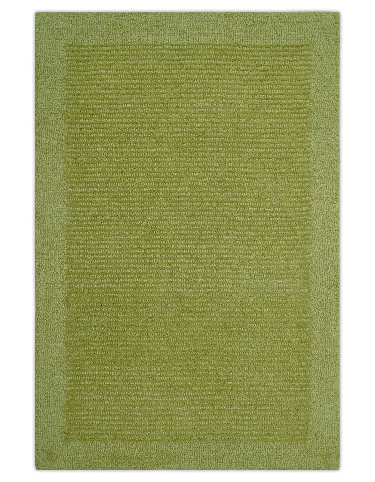 Custom Made Modern Solid Design Green Hand Tufted Wool Rug