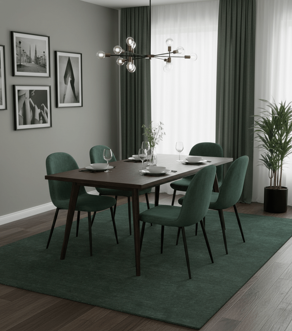 Custom Made Modern Solid Green Hand Tufted Wool Area Rug