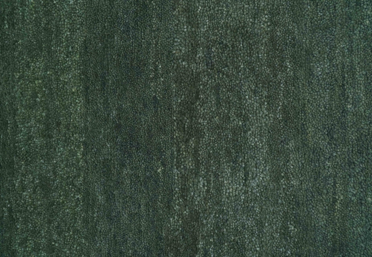 Custom Made Modern Solid Green Hand Tufted Wool Area Rug