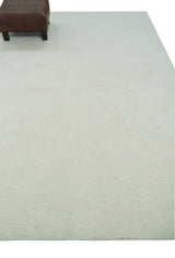 Custom Made Modern Solid Ivory Hand Tufted Wool Rug