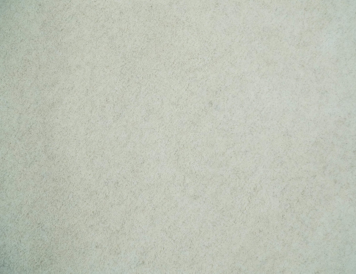 Custom Made Modern Solid Ivory Hand Tufted Wool Rug