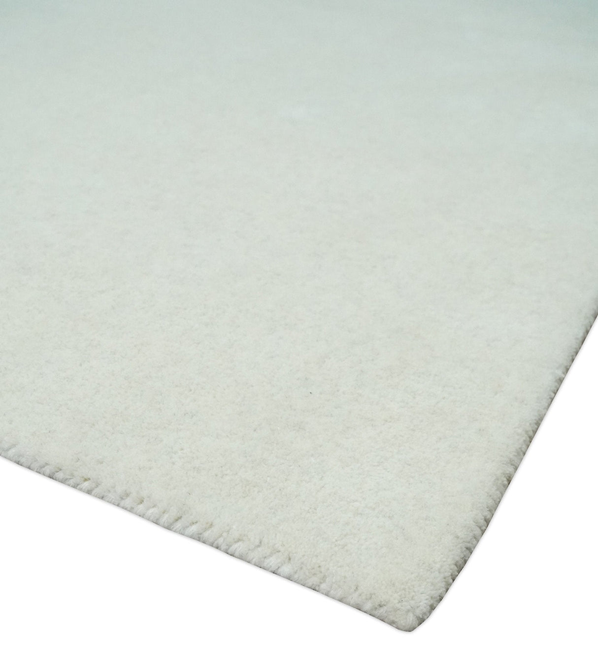 Custom Made Modern Solid Ivory Hand Tufted Wool Rug