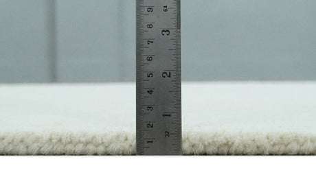 Custom Made Modern Solid Ivory Hand Tufted Wool Rug