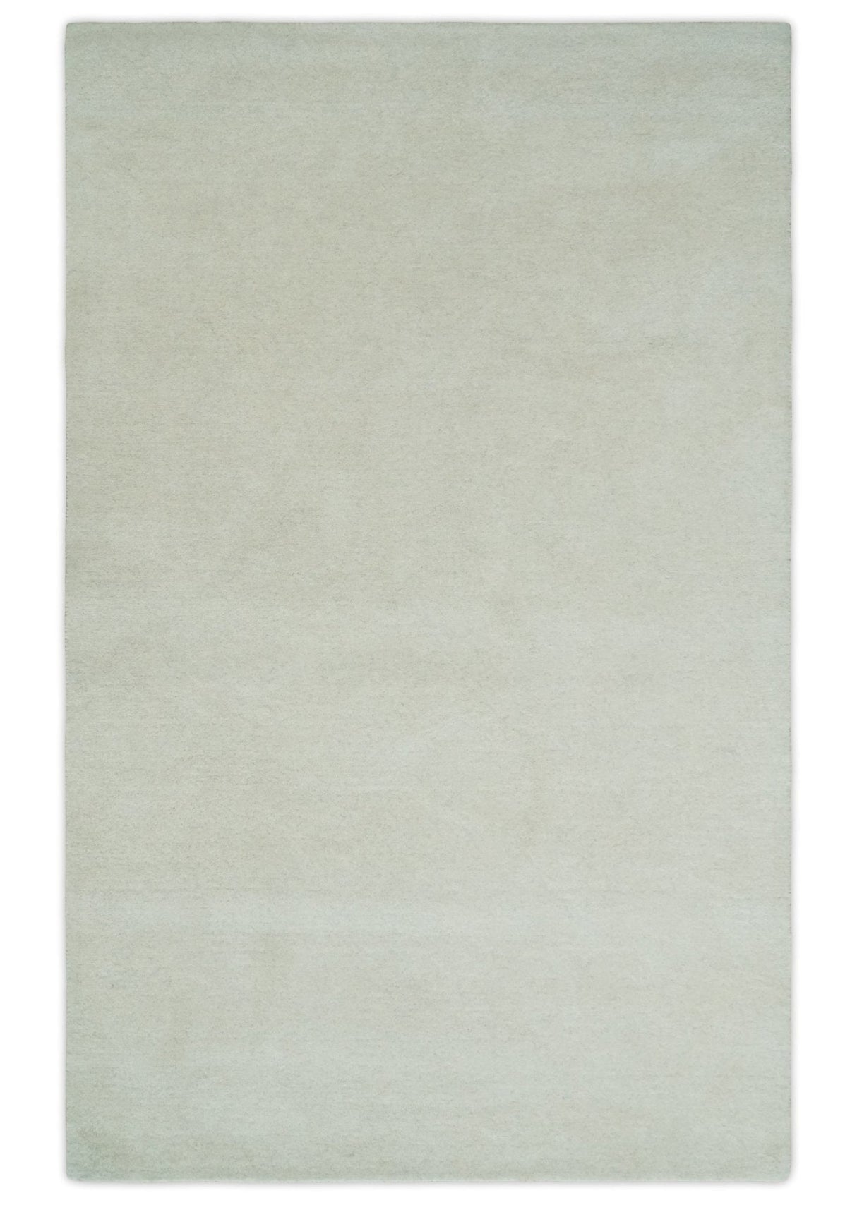 Custom Made Modern Solid Ivory Hand Tufted Wool Rug