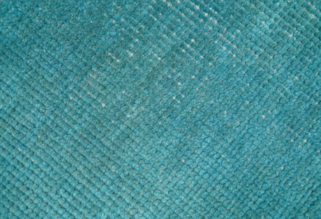 Custom Made Modern Solid Overdyed Blue Hand Knotted Wool Area Rug