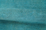 Custom Made Modern Solid Overdyed Blue Hand Knotted Wool Area Rug