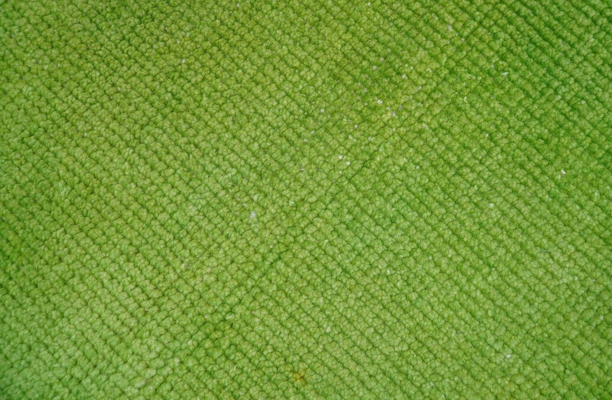 Custom Made Modern Solid Overdyed Green Hand Knotted Wool Area Rug
