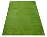 Custom Made Modern Solid Overdyed Green Hand Knotted Wool Area Rug