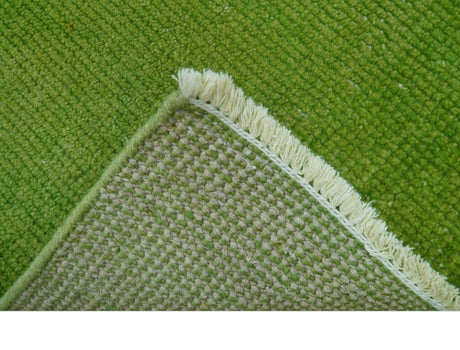Custom Made Modern Solid Overdyed Green Hand Knotted Wool Area Rug