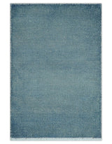 Custom Made Modern Solid Overdyed Light Blue Hand Knotted Wool Area Rug