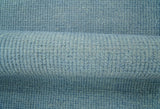 Custom Made Modern Solid Overdyed Light Blue Hand Knotted Wool Area Rug