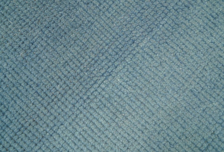 Custom Made Modern Solid Overdyed Light Blue Hand Knotted Wool Area Rug