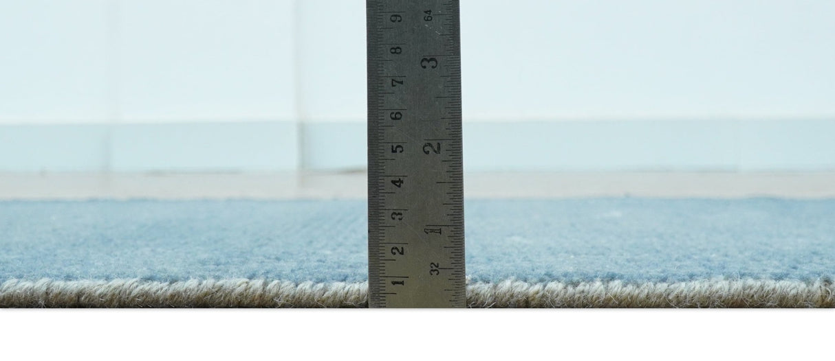 Custom Made Modern Solid Overdyed Light Blue Hand Knotted Wool Area Rug